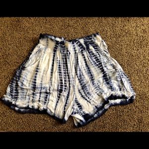 blue tie-dye shorts